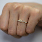 14K Gold Natural Diamond Clover Ring, Elegant Minimalist Four-Leaf Clover Design, Dainty Diamond Promise Ring for Women, Lucky Jewelry Gift