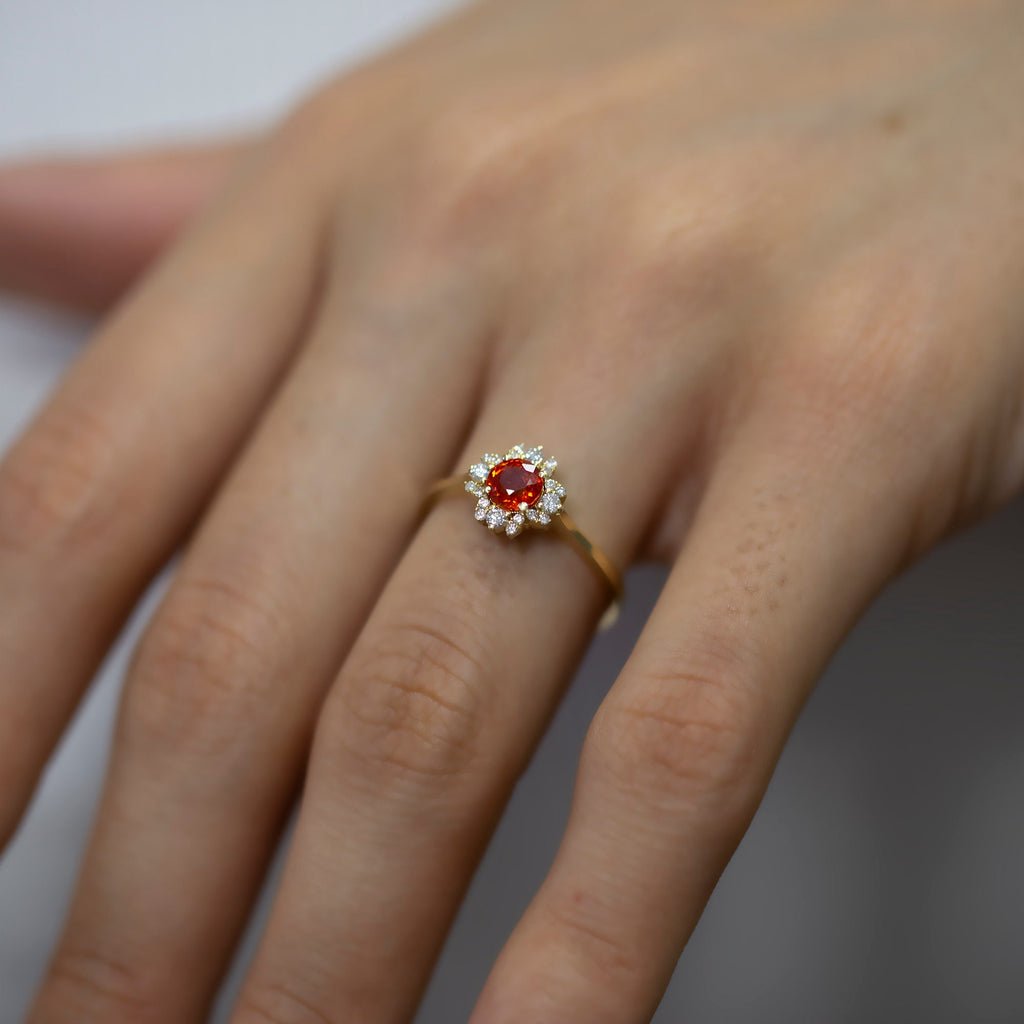14K Gold Orange Sapphire & Diamond Ring — Seravine
