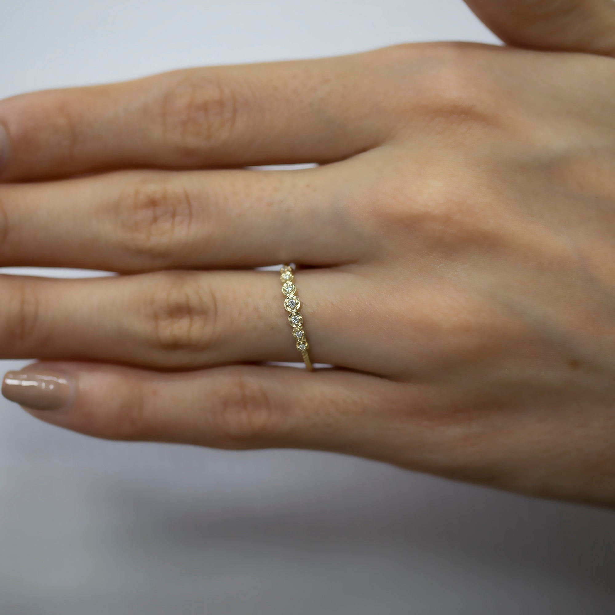 14K Gold Twisted Diamond Band Ring — Lucerne