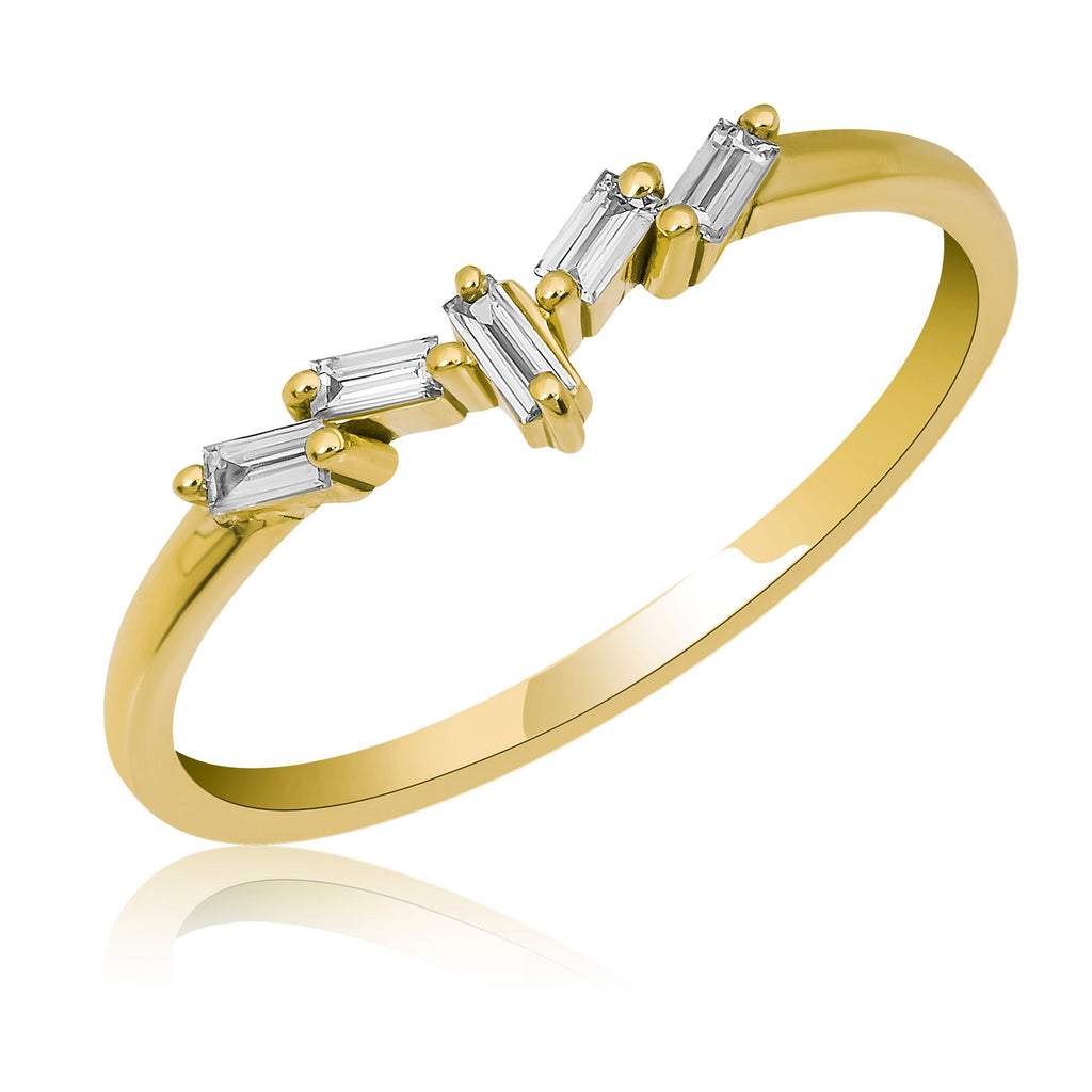 14K Solid Gold 5-Stone Baguette Diamond Ring – Nerise