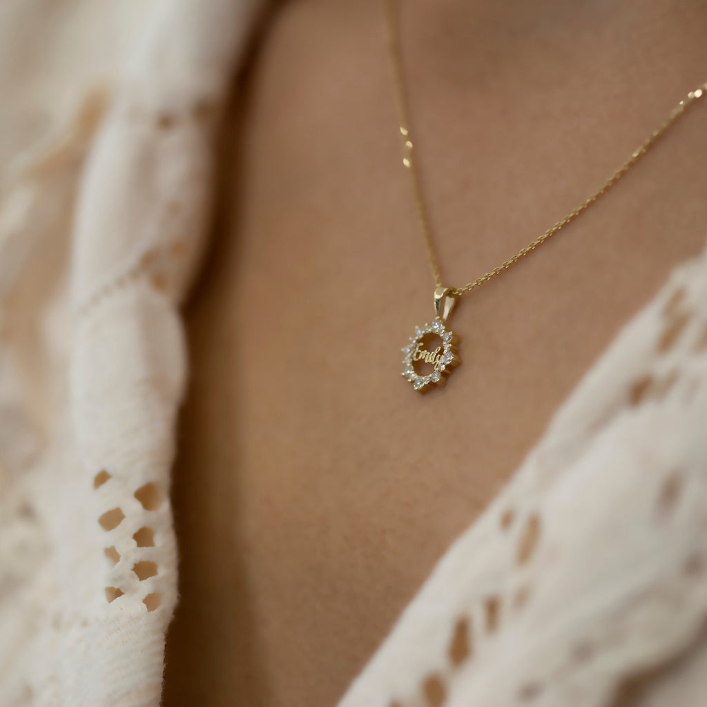 14K Gold Diamond Personalized Sun Necklace – Solstice Sun