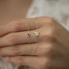 14K Gold Diamond Sideways Butterfly Necklace – Mariposa