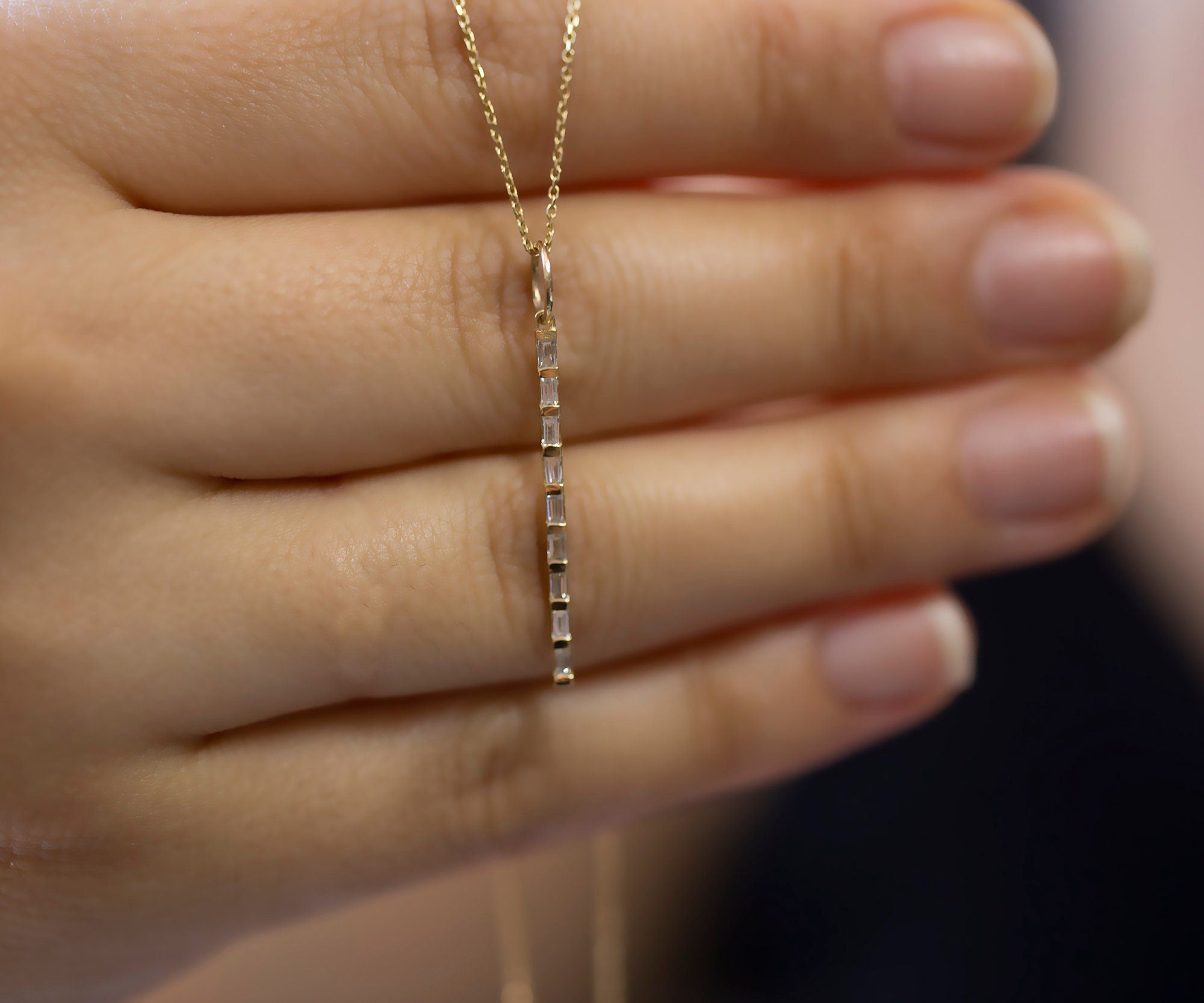 14K Gold Baguette Diamond Necklace – Zenith