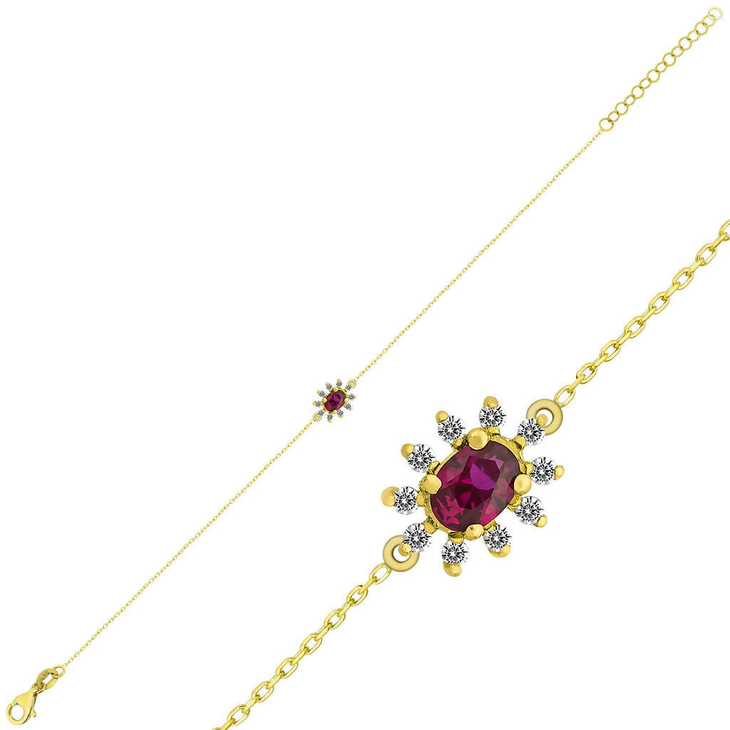 14K Gold Ruby & Diamond Oval Bracelet – Astra