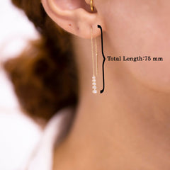 14K Gold Diamond Long Dangle Earrings – Solvane