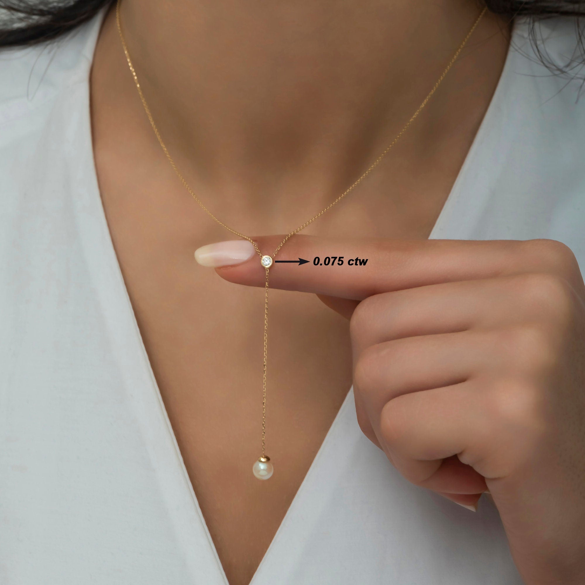 14K Gold Diamond & Pearl Necklace – Aurelia