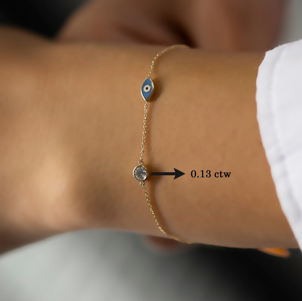 14K Gold Blue Evil Eye Diamond Bracelet – Morlea