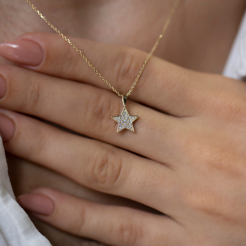 14K Gold Diamond Star Necklace – Celestalis