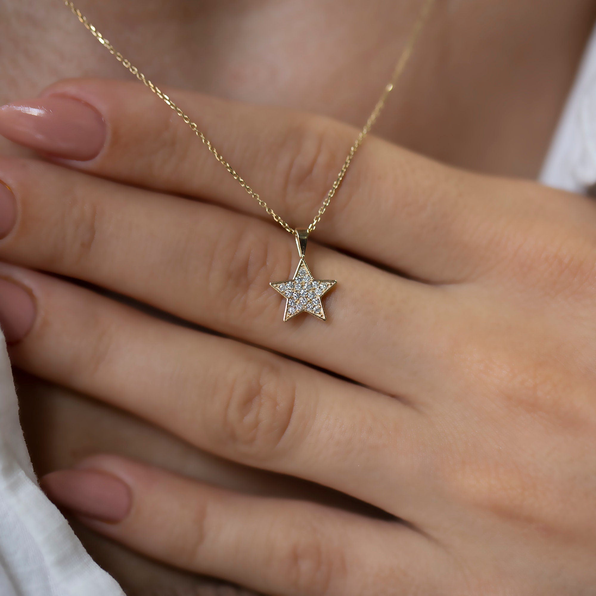 14K Gold Diamond Star Necklace – Celestalis