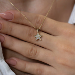 14K Gold Diamond Star Necklace – Celestalis