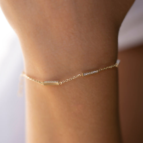 14K Gold Diamond Bar Bracelet – Varelia