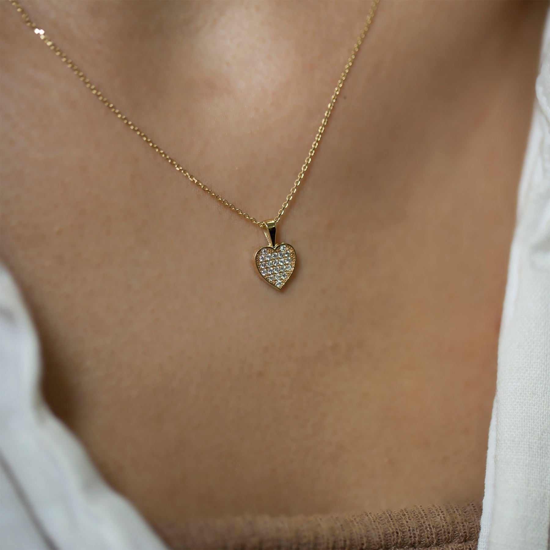 14K Solid Gold Diamond Heart Necklace – Everheart