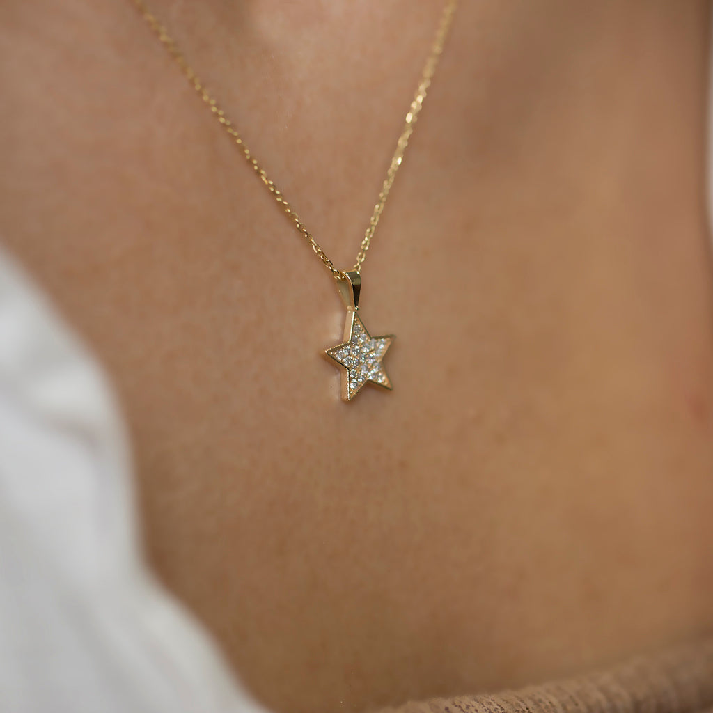 14K Gold Diamond Star Necklace – Celestalis