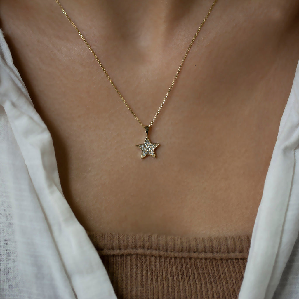 14K Gold Diamond Star Necklace – Celestalis