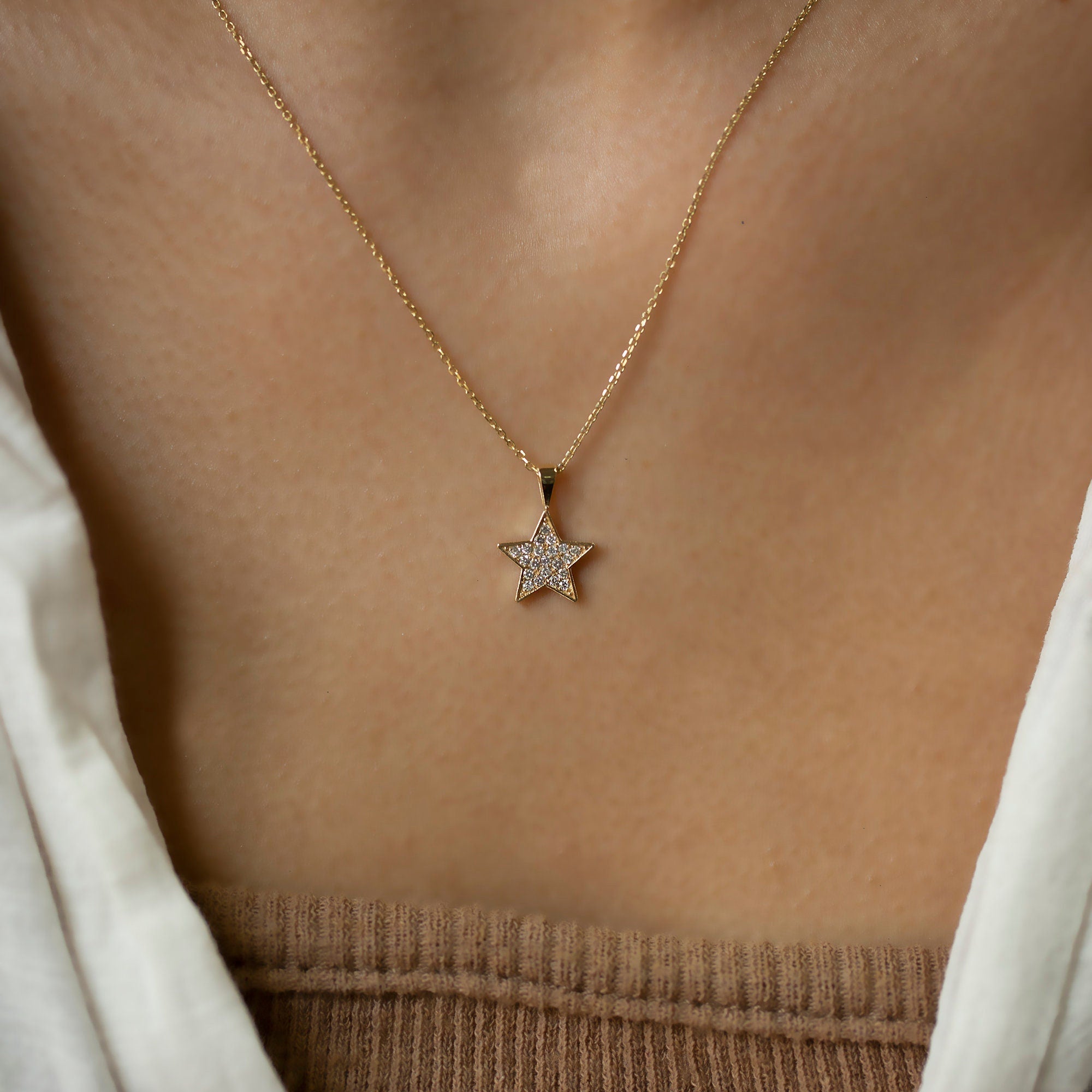 14K Gold Diamond Star Necklace – Celestalis