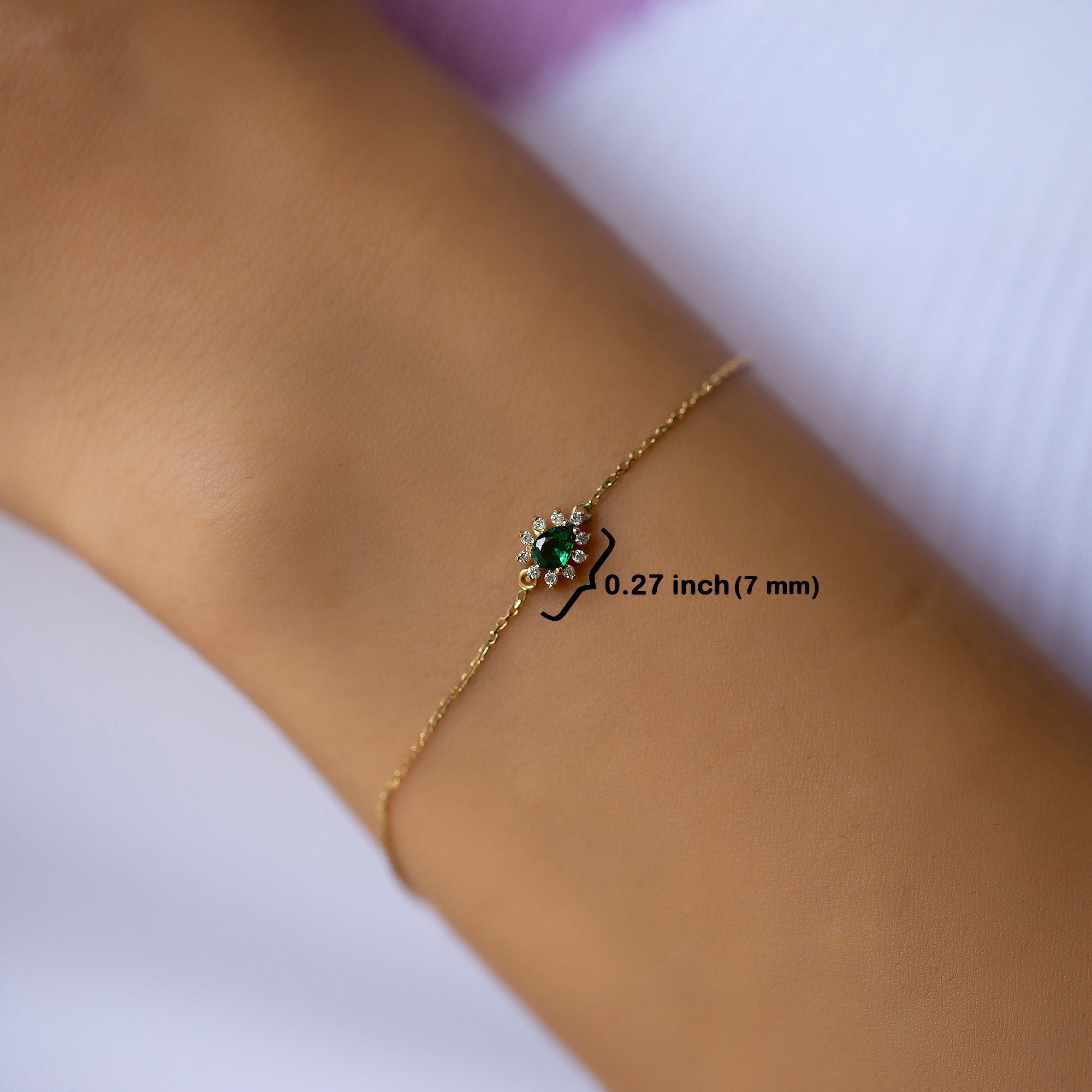 14K Gold Emerald & Diamond Pear Bracelet – Astra