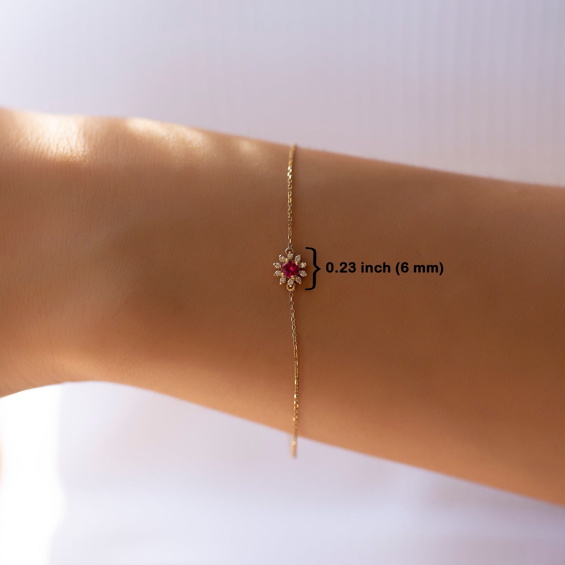 14K Gold Ruby & Diamond Round Bracelet – Astra