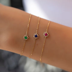 14K Gold Blue Sapphire & Diamond Round Bracelet – Astra