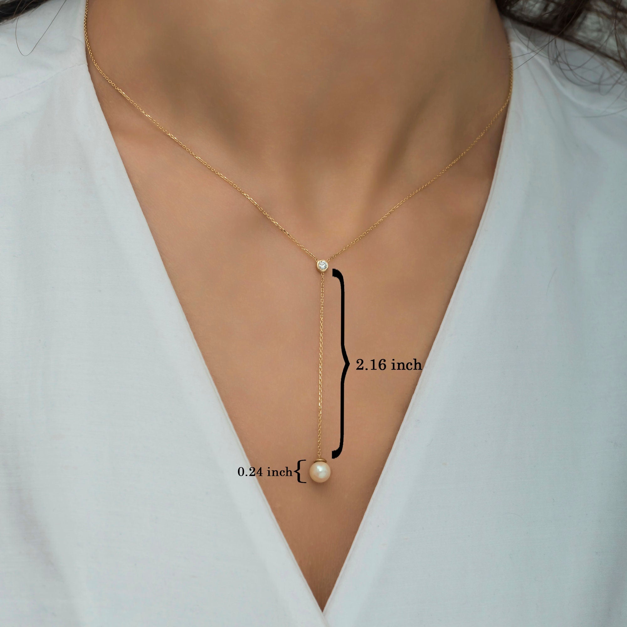 14K Gold Diamond & Pearl Necklace – Aurelia