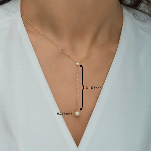 14K Gold Diamond & Pearl Necklace – Aurelia