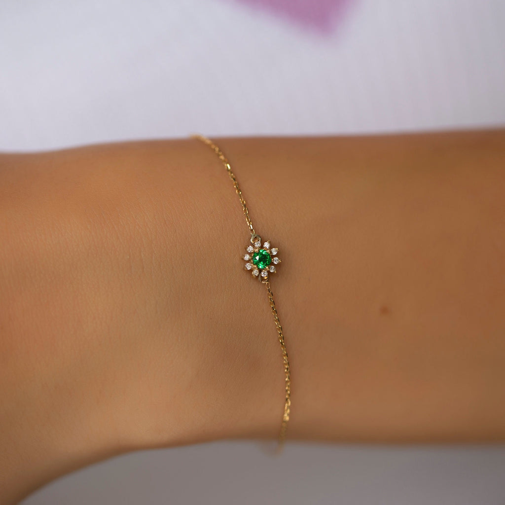 14K Gold Emerald & Diamond Round Bracelet – Astra