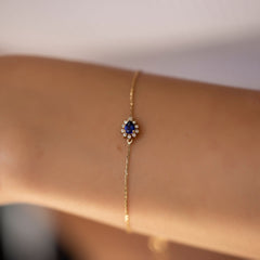 14K Gold Blue Sapphire & Diamond Pear Bracelet – Astra