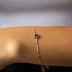 14K Gold Blue Sapphire & Diamond Round Bracelet – Astra