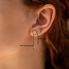 14K Gold Diamond Long Triple-Chain Flower Earrings – Florayne
