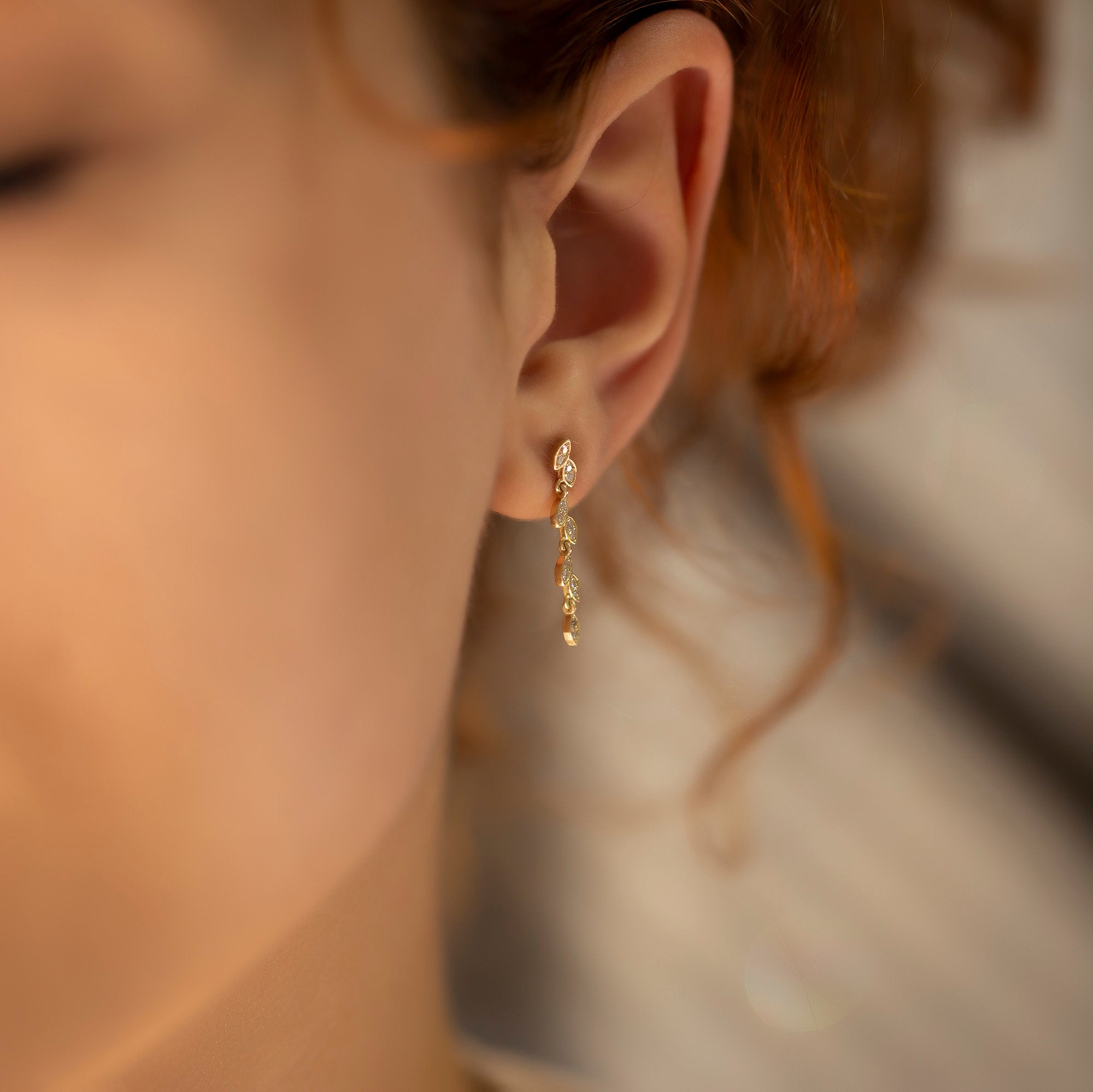 14K Gold Diamond Vine Dangle Earrings – Arboris