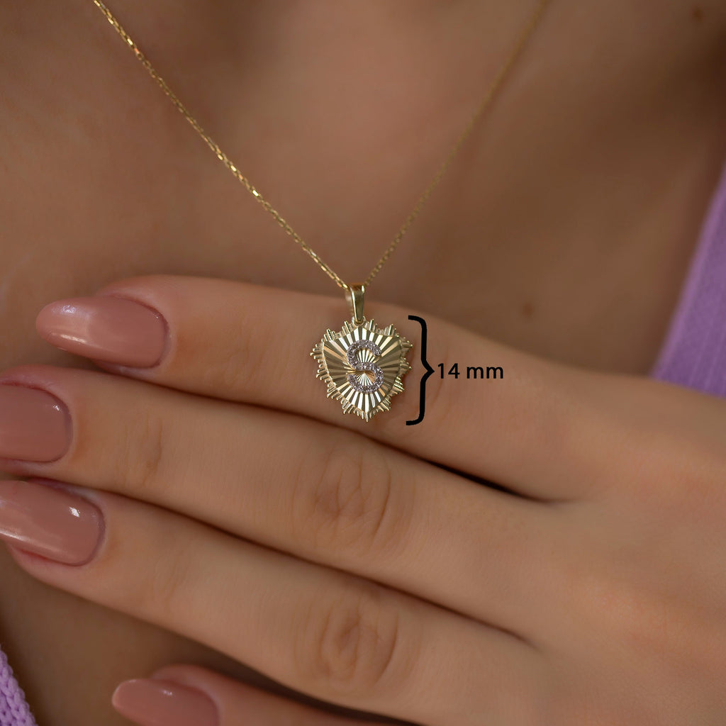 14K Gold Diamond Shield Initial Necklace – Herald