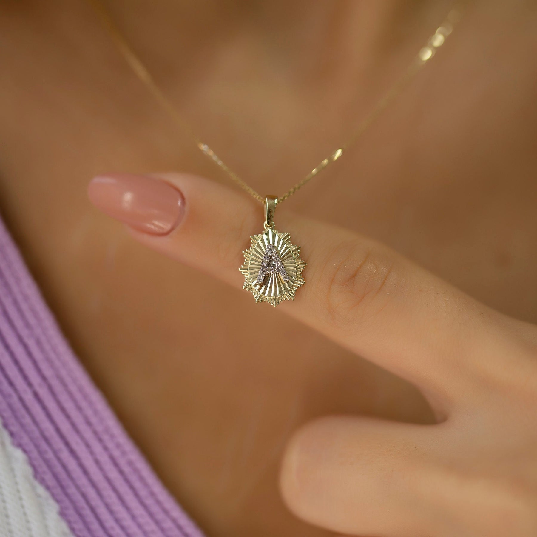 14K Gold Diamond Drop Initial Necklace – Herald