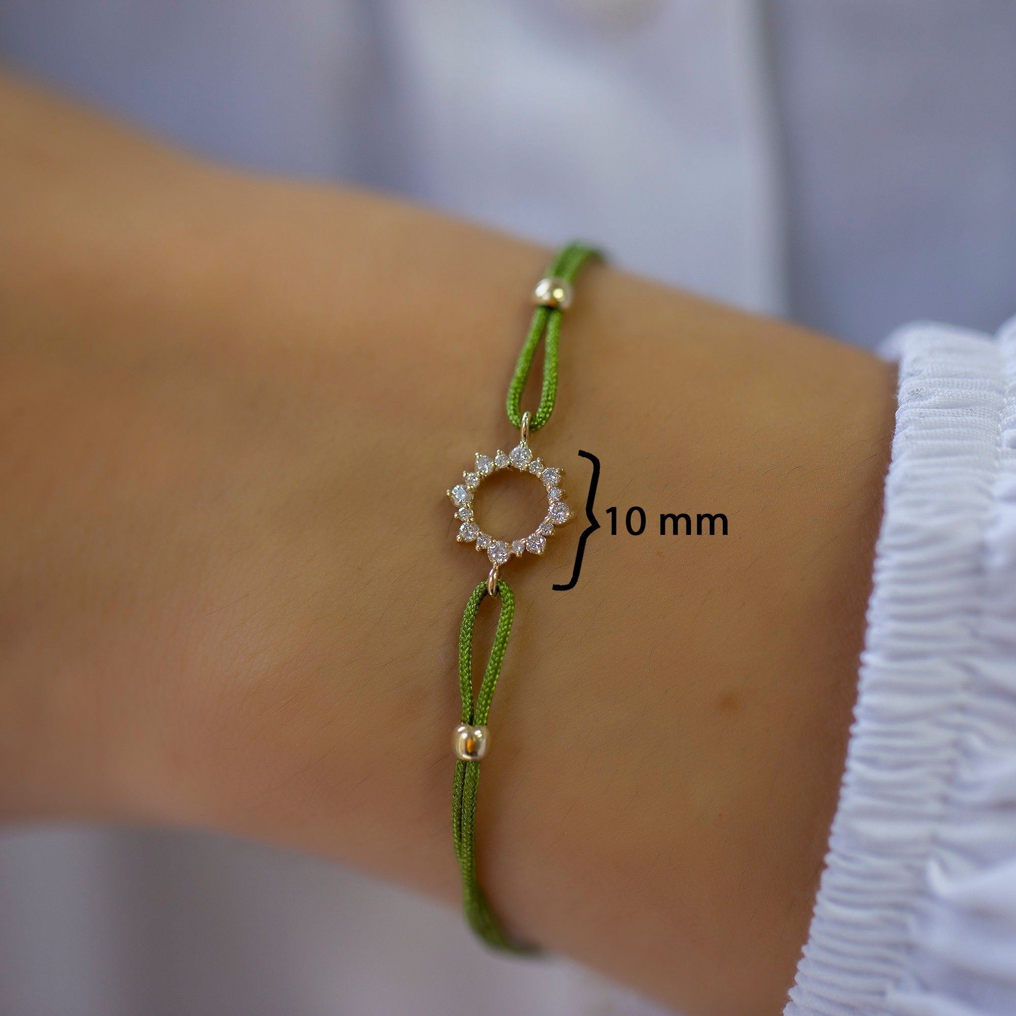 14K Gold Diamond Sun Bracelet on Color Cord – Corde