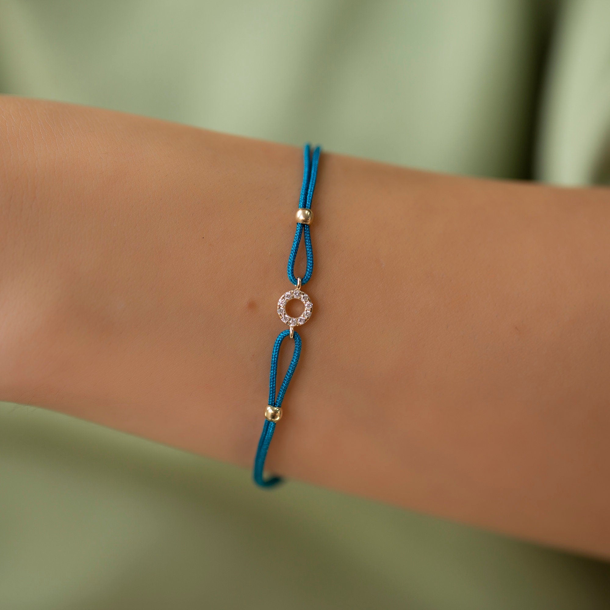 14K Gold Diamond Round Bracelet on Color Cord – Corde