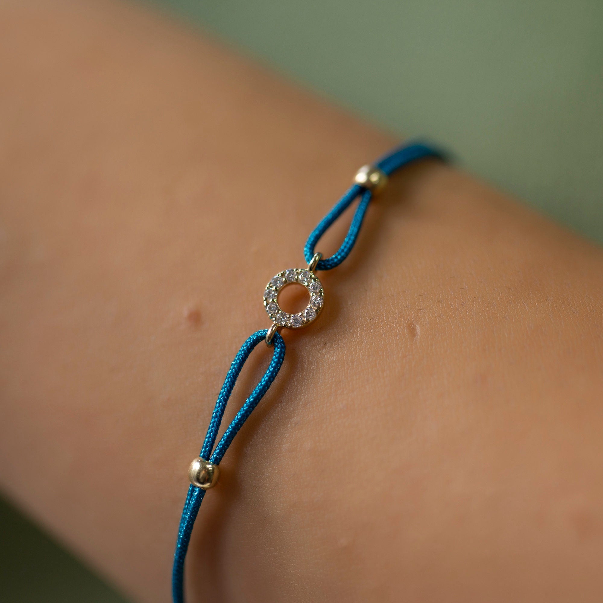 14K Gold Diamond Round Bracelet on Color Cord – Corde