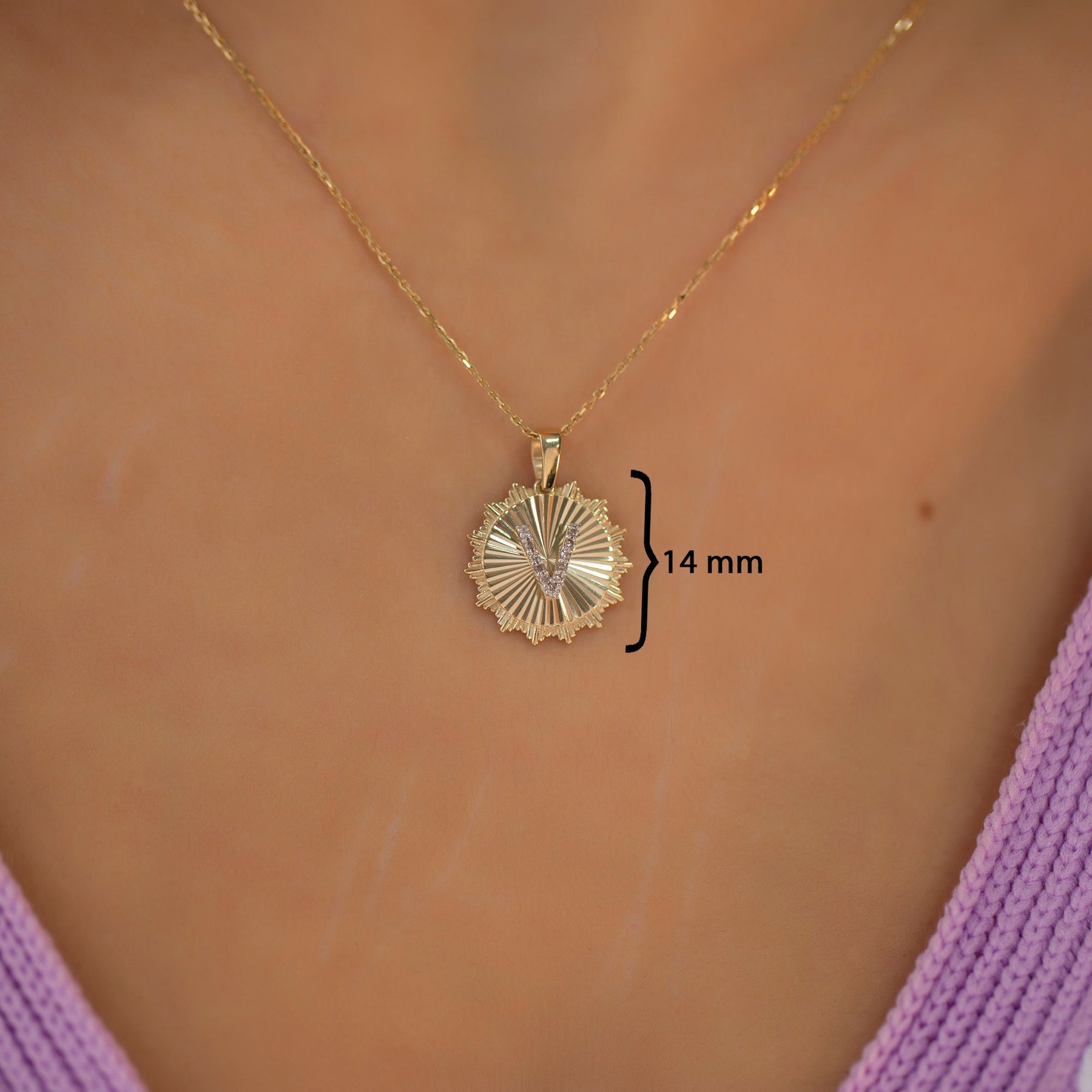 14K Gold Diamond Round Initial Necklace – Herald