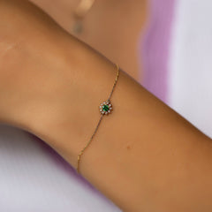 14K Gold Emerald & Diamond Round Bracelet – Astra