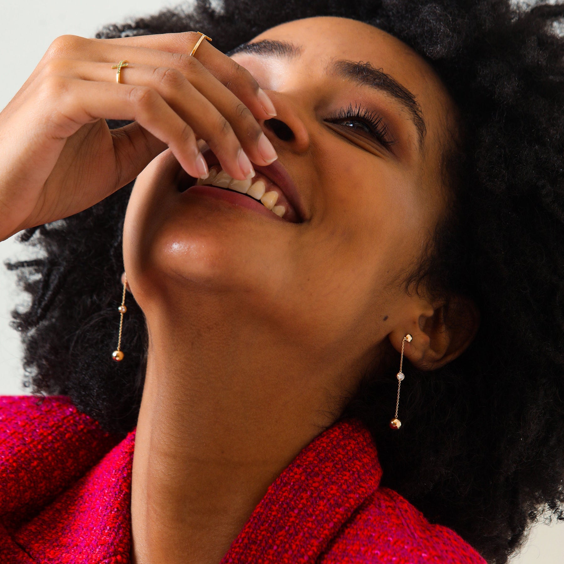 14 Ayar Altın Pırlanta Uzun Sallantılı Küpeler – Elongia 