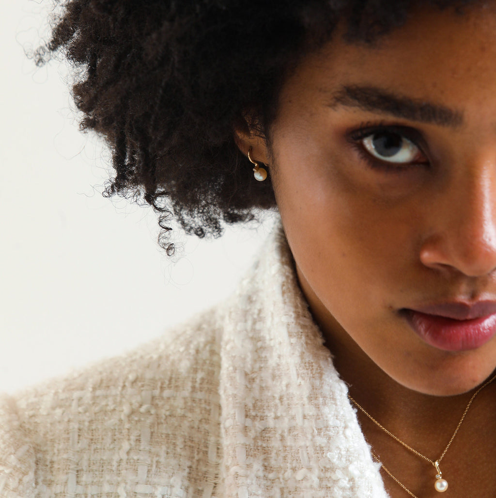 14K Gold Diamond & Pearl Earrings – Mariselle