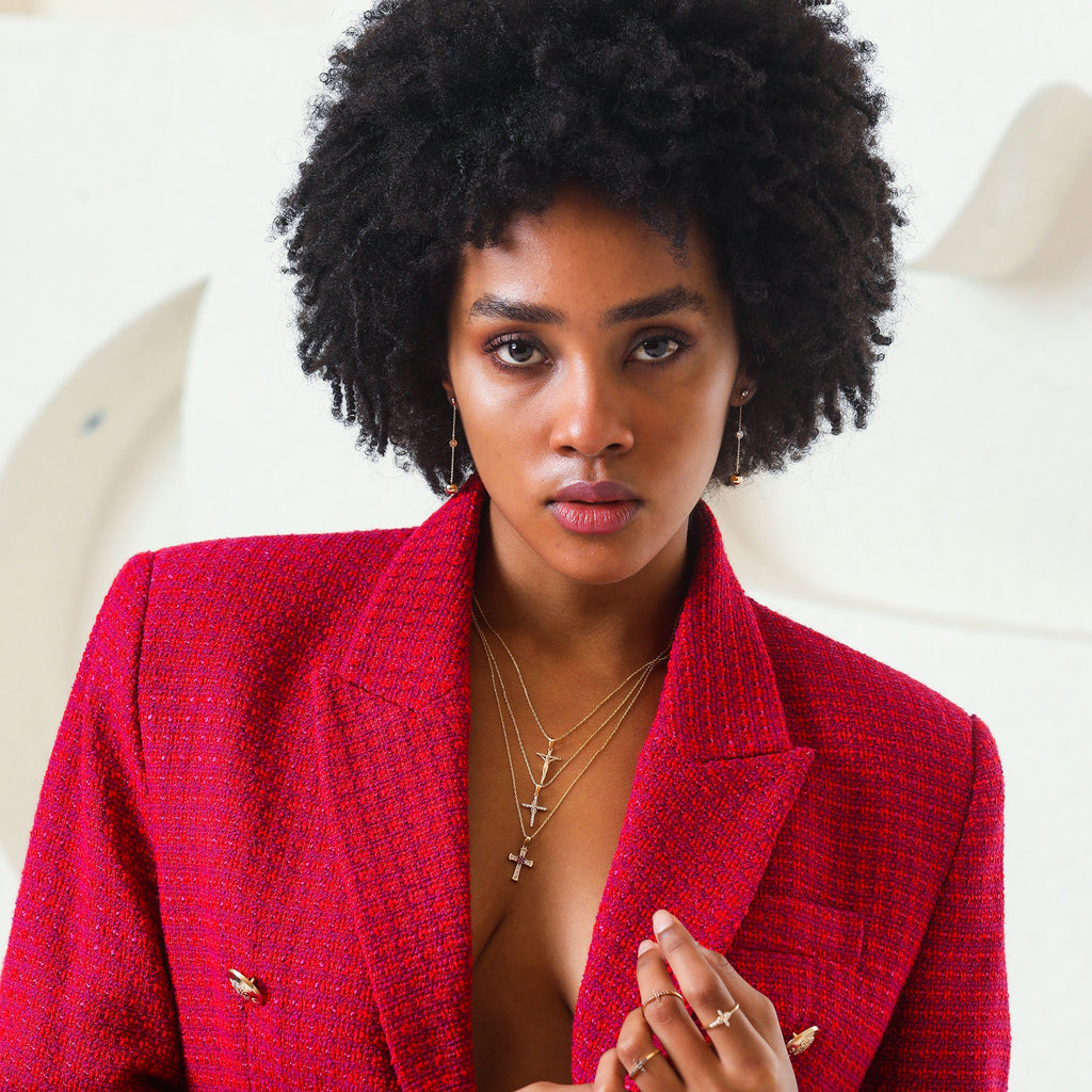 14K Gold Diamond & Ruby Cross Necklace – Radiance