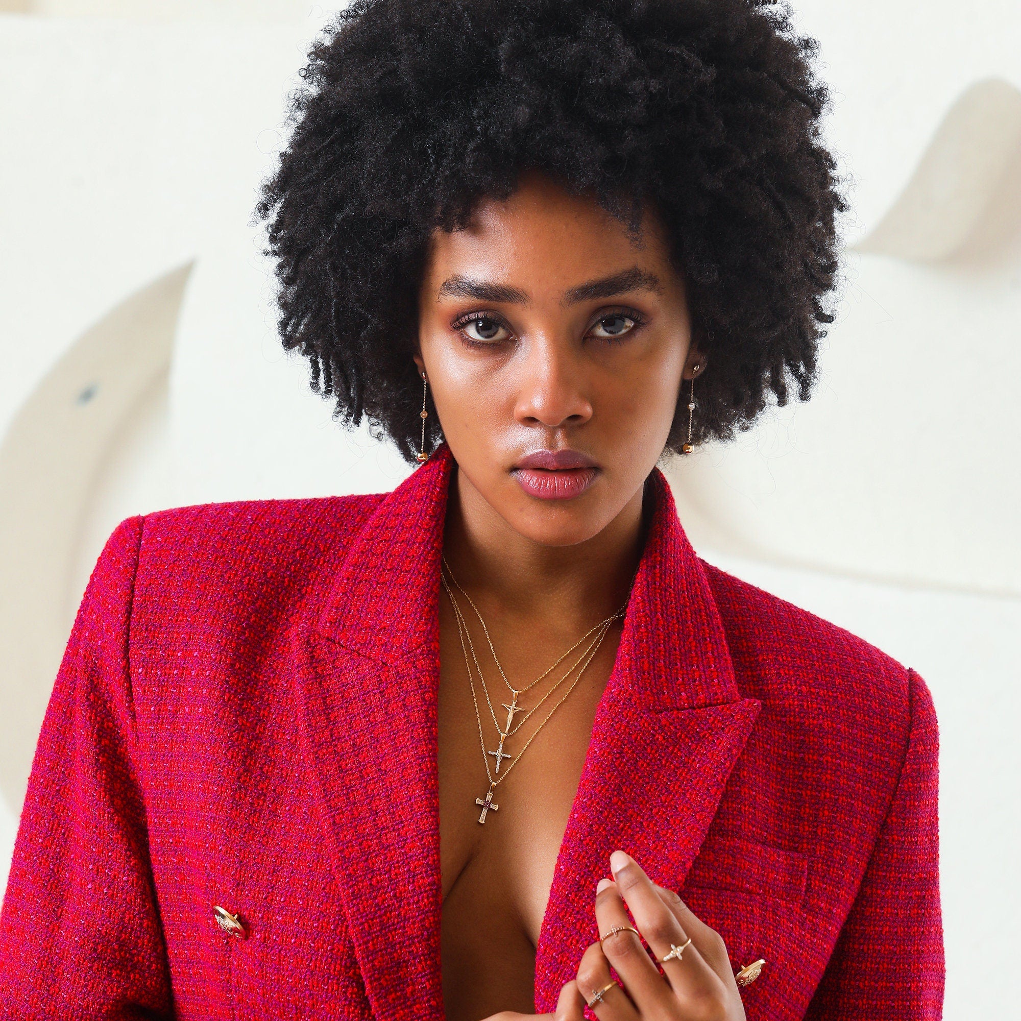 14K Gold Diamond & Ruby Cross Necklace – Radiance