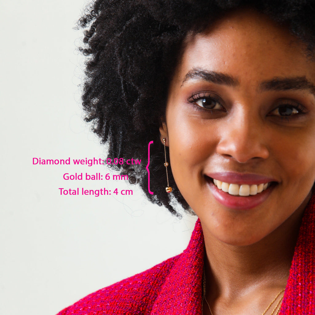 14K Gold Diamond Long Dangle Earrings – Elongia