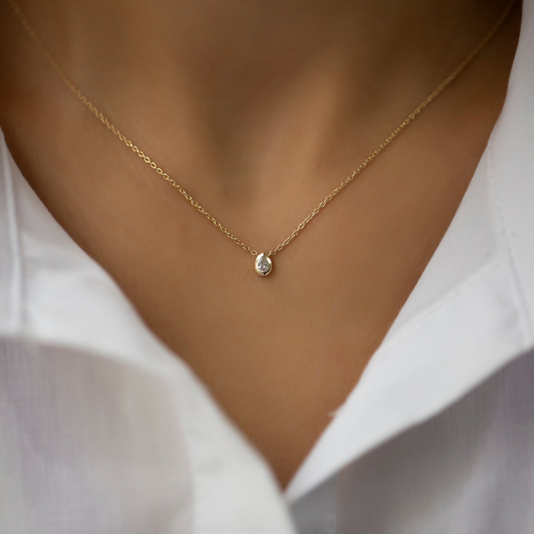 14K Gold Diamond Teardrop Necklace – Lagrima