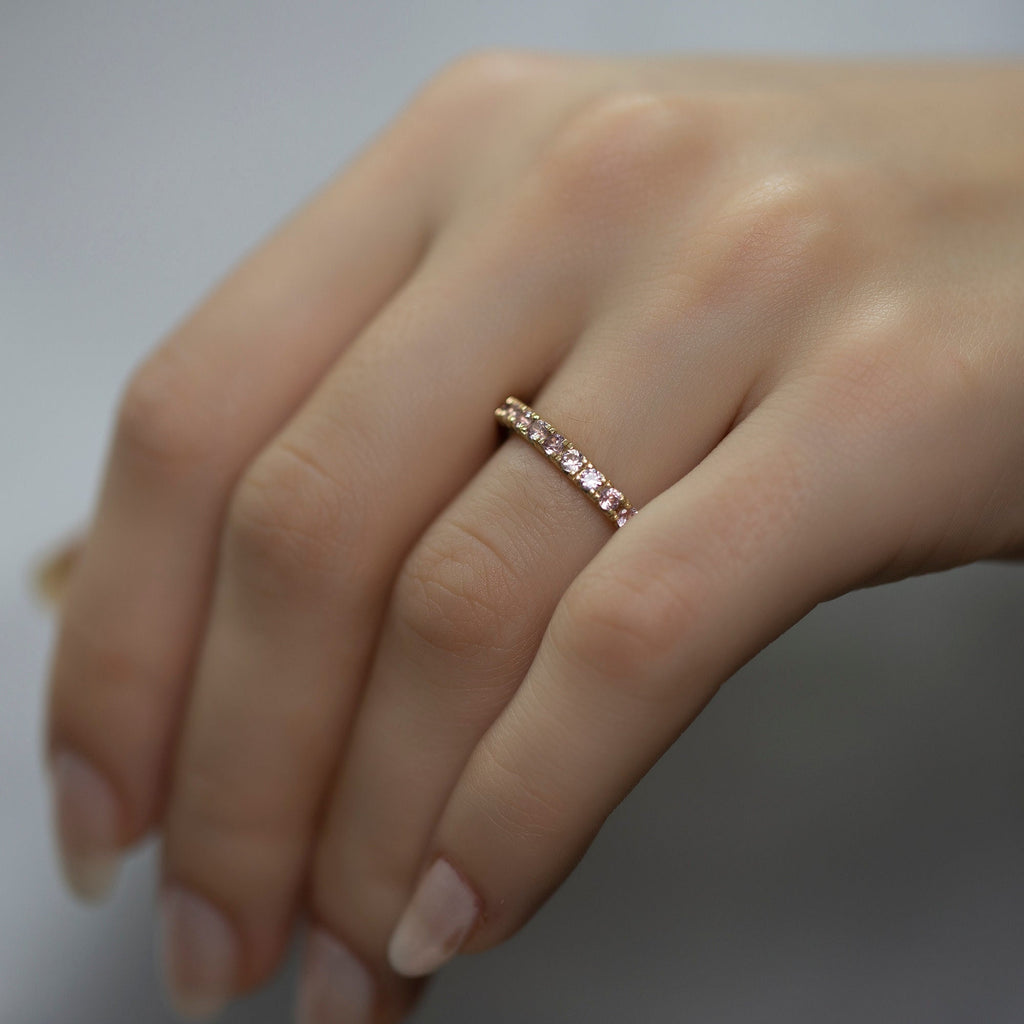 14K Gold Pink Sapphire Full Eternity Band Ring — Belloria
