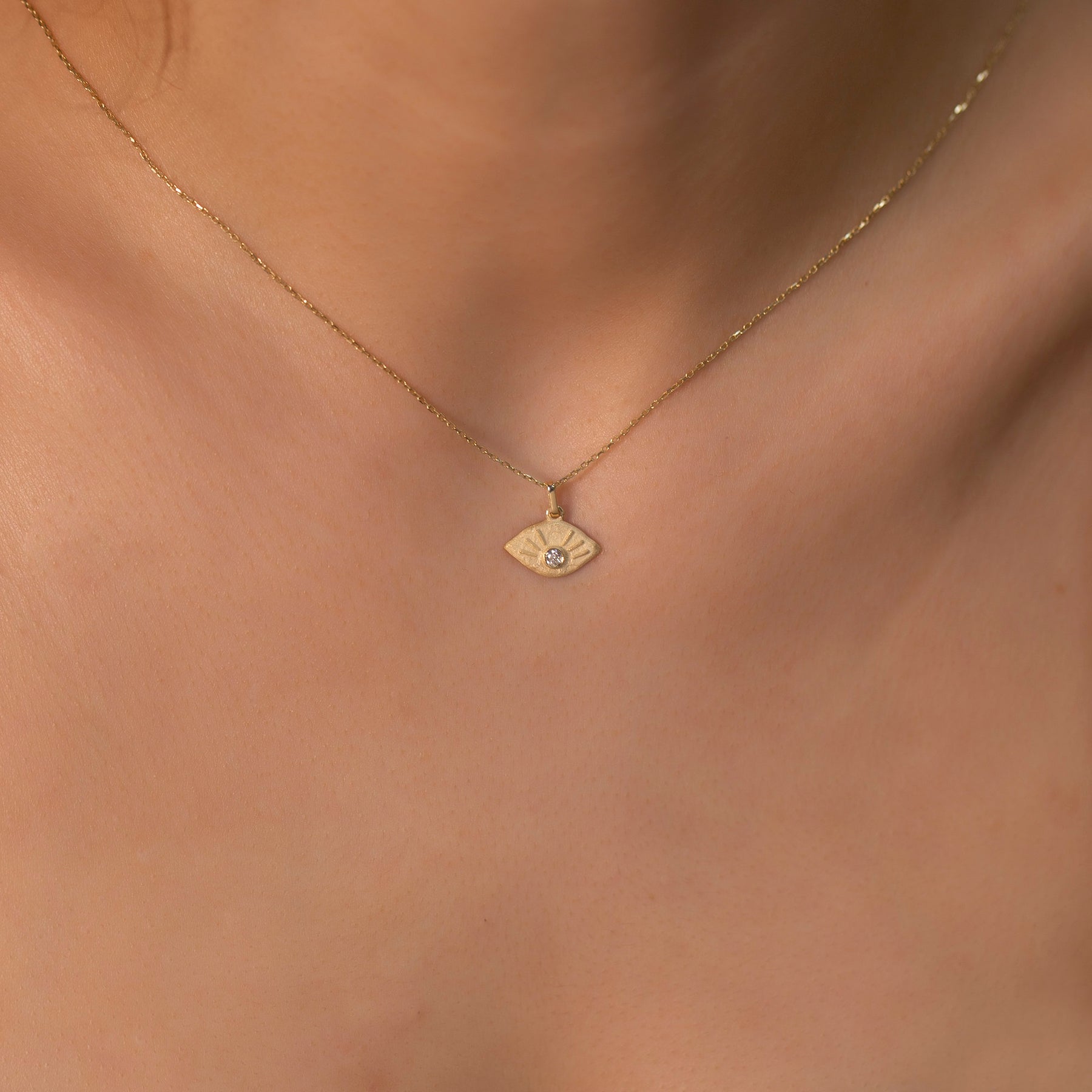14K Gold Diamond Eye Charm Necklace – Relic