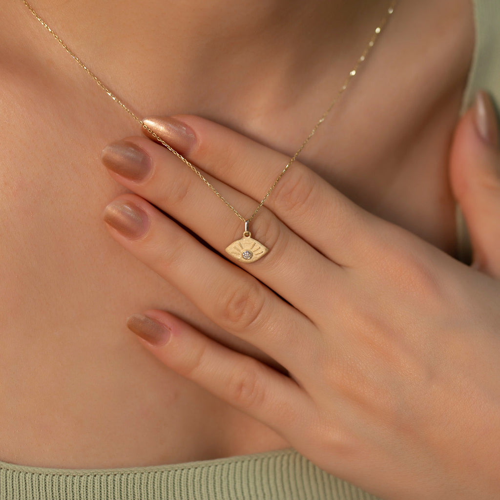 14K Gold Diamond Eye Charm Necklace – Relic