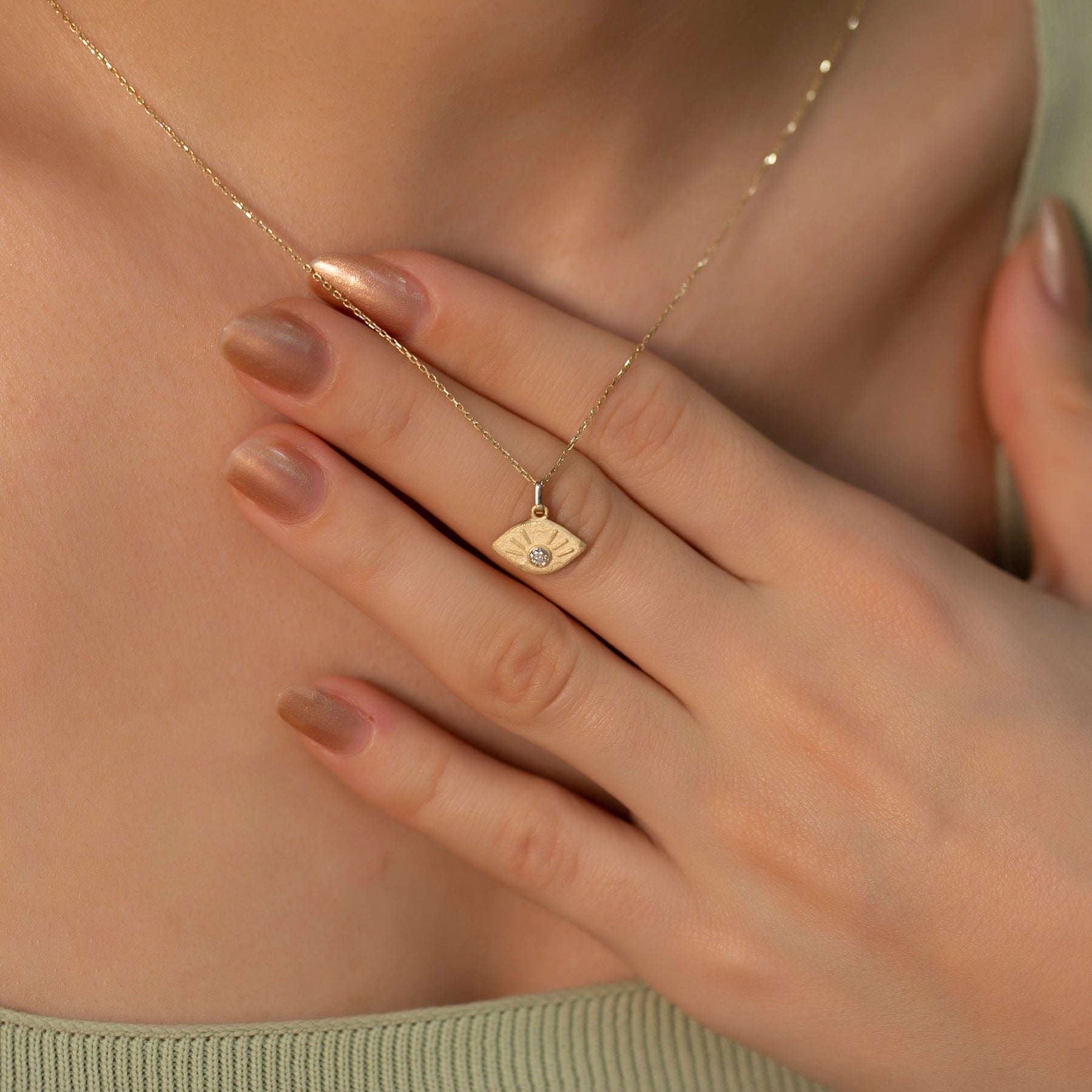 14K Gold Diamond Eye Charm Necklace – Relic