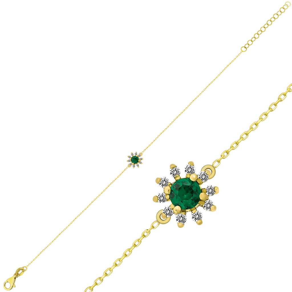 14K Gold Emerald & Diamond Round Bracelet – Astra