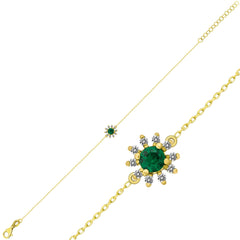 14K Gold Emerald & Diamond Round Bracelet – Astra