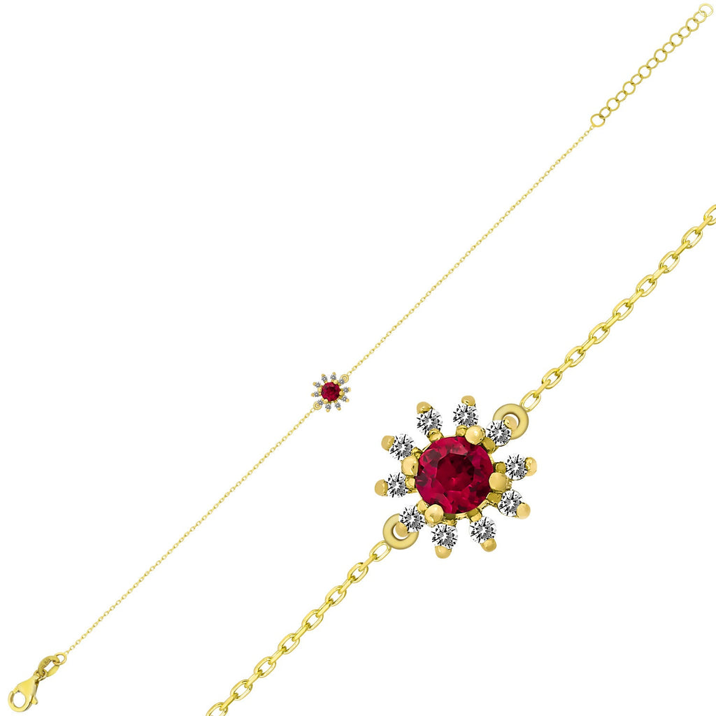 14K Gold Ruby & Diamond Round Bracelet – Astra