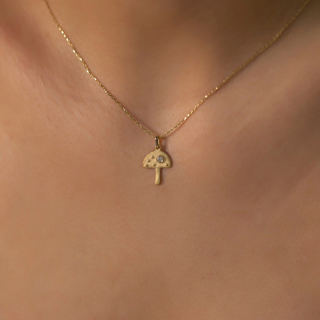 14K Gold Diamond Mushroom Necklace – Relic